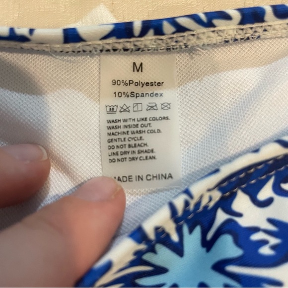 Blue Patterned Bikini Set Tie Top and Bottom Medium Aztec Beach Pool Summer - Picture 4 of 8